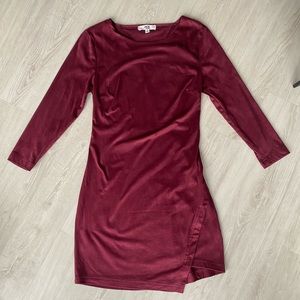 Jack by BB Dakota Burgundy Dress with Asymmetrical Hem